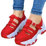 Breakj Large-Size Casual Single-Shoe Women's Spring And Summer New Flat Bottom Flying Weaving Breathable Magic Sticker Casual Mesh
