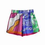 Chic Patchwork Print Shorts Sets Women 2021 Fashion Bow Tie Cropped Shirts Drawstring Elastic Waist Shorts Casual