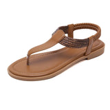 Women Comfortable Flip Flop Roman Sandals Casual Zippers Shoes Beach Sandal High Quality Leather Solid