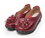 Genuine Leather Loafers Leisure Summer Platform Shoes Women Slip-On Flower Elegant Ladies Party Walking Footwear