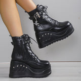 Breakj Thick Boots 2023 New Dark Gothic Rivet Slope And Short Boots Women's Size Martin