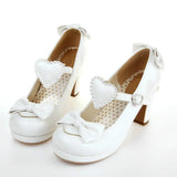 The New High-heeled Cute Bow Tie Sweet Lolita Girls Love Solid Round Princess Shoes More Softer