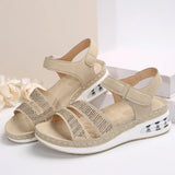 Breakj Female Thick Bottom Slope Sandals Large-Size With A Glide Water Drill Thick Bottom Cushion Sandals