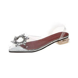 Breakj Spring And Summer New Pointed Word With Sunflower High Heels Transparent Crystal Shoes Coarse Heel Glass And Sandals
