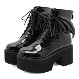 Angel Wing Punk Ankle Boots Ladies Platform Pumps Female Shoes Women Patent Leather Footwear Woman Gothic High