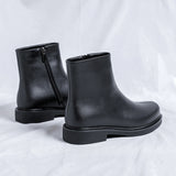 Breakj Men's Shoes Summer Shorts British Black Round Head One Foot Cigarette Boots Tide Side Zip Martens