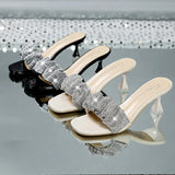 2022 Fashion Women Sandals Thin High Heel Pumps Pleated Slip-On Crystal Summer Shoes Gladiator Dress Narrow Sandal Size
