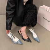Summer New Brand Women's Slingback Shoes Pointed Toe Slip on Sandals for Women Thin High Heel Ladies Elegant Pumps