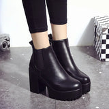 New Women's Boots Round Head Waterproof Table High And Coarse And Martin Short Boots Women's