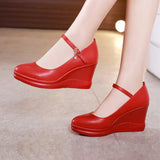 Shoe Women's Slope Heel 2023 Spring New Style Waterproof Platform Pointed Work Shoes High Heel Slope Heel Cheongsam Catwalk