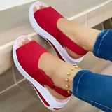 Summer Women Slipper Buckle Decoration Beach Sandals Female Wedge Shoes Lady Outdoor Non-slip Slippers Fashion