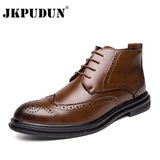 Men Boots Brand Luxury Men's Ankle Boots Quality Leather Men's Dress Shoes Lace-UP Oxford Formal Shoes Wedding