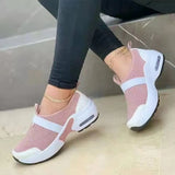 Casual Shoes Solid Color Knitted Mesh Air Cushion Sneakers Comfortable and Lightweight Outdoor Non-slip Running