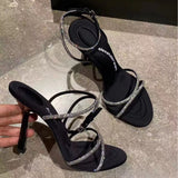Looks Good! Pink Fairy Sandals Girls 2024 New Diamond Cross-Band Sexy Stiletto