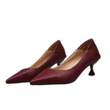 2024 New Korean Version Of Pointed Single Shoes With Shallow High Heels Fashion Stitching Black Women's