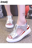 new summer sandals female student muffin bottom casual women's shoes 42 large size sports sandals platform
