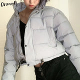 fashion winter reflective short warm jacket coats outerwear Summer turtleneck casual parka party zipper slim