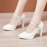 Model Catwalk High Heels Women's Waterproof Table Tip Large Size 40-43 Fine Heels Professional Single Shoes Work