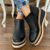 Breakj Slope And Thin Short Boots Women Autumn And Winter New Side Zipper With Leather Side-Faced Boots