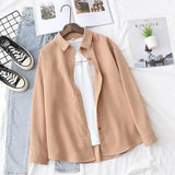 New Simple Women's Shirt Long Sleeve Loose Tops Office Lady Casual Pink White Blue Long Sleeve Blouses Fashion