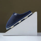 And Men Couple Winter Slipper Women's Stripe Pattern Cotton Shoes Men's Warm Non-Slip Thick Plush Home Fabric
