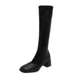 Womens Boots Winter Thick Heel Bottom Long Cotton High Heel Snow Zipper Knee-high Fashion Hot Classic Sexy Wild Botas