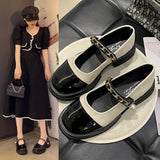 Breakj Leather Shoes Female British Wind Autumn 2024 New Round Head Thick Platform Mary Jane Shoes Female French Retro Thick Heel Single
