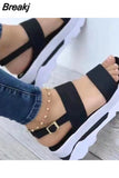 Women Sandals Shoes Summer New Platform Wedges Comfortable Ladies Shoes Open Toe Buckle Strap Slippers Female Leisure