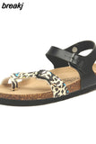 2023 New Summer Beach Cork Sandals Casual Women Outside Non-slip Double Buckle Sandalias