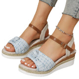 Breakj Summer Slope Sandals Large-Size Slope Heded Fish-Mouthed Sandals Women's Shoes Wearing Beach