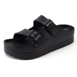 Sandals Women 2022 Summer Thick Bottom Flat Platform Candy Color Two Buckle Mule Slippers Plastic