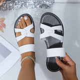 Breakj Size Cross Flat Bottom Sandals Slippers Female Retro One-Line Beach Sandals