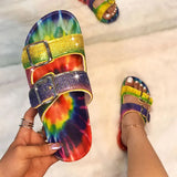Women's Shoes Outside Casual Slippers 2021 Fashion Colorful Buckle Bling Female Flat Sandals Summer Ladies