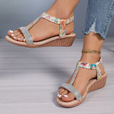 Breakj 2024 Bohemia New Wedge Diamond Fish Mouth Sandal Women's Plus Size Women's