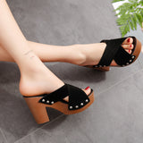 Breakj 2023 New Fish Mouth Word Rivet Cross Strap High-Height Thick And Thick Bottom Waterproof Table Roman Cool Drag