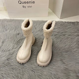 Breakj Brown Long-Heeled Knight Boots Women's Shoes 2025 New Autumn And Winter Plus Velveled Winter Shoes Snow