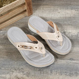 Breakj And Summer Large-Size Clip Slippers Women's Slope And Thick-Soled Beach Shoes