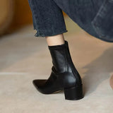 Breakj 2025 New Korean Version Of The Sharp-Headed Short Boots Coarse Zipper And Martin Boots Fashion Women's