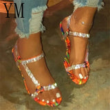 2021 Rome Summer Beach Bling Crystal Ladies Sandals Rhinestone Platform Mixed Color Cutouts Wedges Women Sandals Shoes