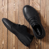 Sale Large Size Men Leather Casual Shoes Outside High Quality Comfort Footwear Fashion All-match Sneakers Black