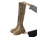 Breakj Buckle Thin Boots Women Autumn And Winter New Thick And Long Boots Two Handsome Casual Knight