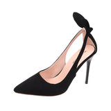 Spring Summer New Women's High Heels Black Bow-Knot Sexy Shallow Pointed Toe Stiletto Sandals Woman Wedding Party