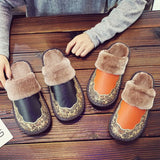 Home Slippers Women Men Winter Warm Flat House Shoes Man Soft Comfort Female Shoes Leather Indoor