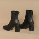 Breakj Short Boots 2025 Autumn And Winter New Female Thin Boots Coarse Heel Square High Heels Fashion Plus Velvet French Martin