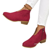 Breakj And Winter Leopard Tude Square Root Short Boots Side Zipper Round Head V Mouth Velvet Face Naked Boots