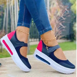 Chunky Vulcanized Flat Platform Knit Solid Soprt Sneakers Ladies White Blue Red Breathable Non Slip Chaussure Femme