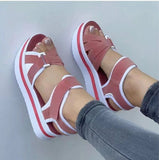 Breakj New Large-Size Thick-Soled Sandals Women's Flat-Bottomed Magic Sticker Women's Beach