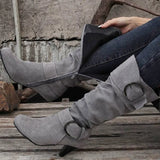 Breakj Autumn And Winter Boots New But Knee Velvet High With Belt Buckle Round Head And Long Boots