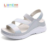 Summer Women's Sandals 2021 New Designer Ladies Genuine Leather White Silver Pink Platform Sandal For Women flip