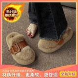 Out Baotou Slippers Thick-Soled Wool Slippers Women Wear 2023 Autumn And Winter New Cotton Slippers